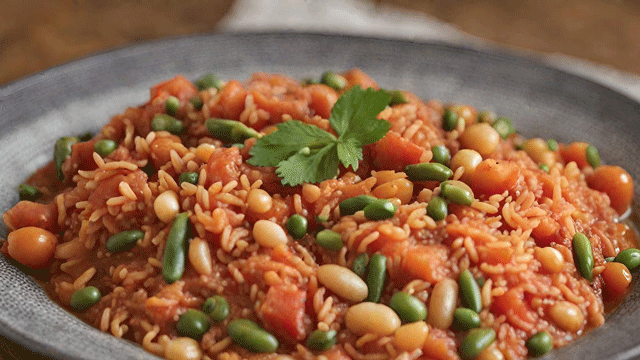 Riz aux Légumes , Haricots et à la tomate