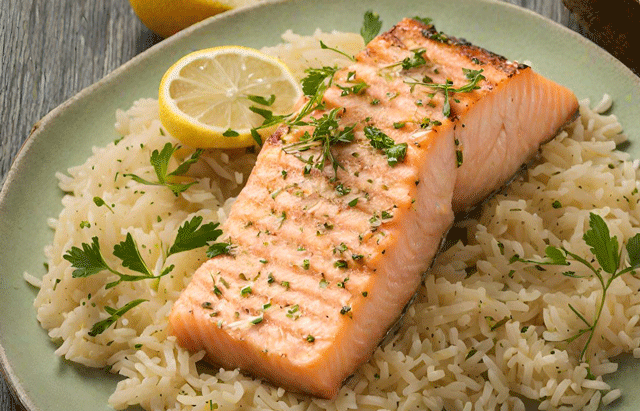 Pavés de Saumon Riz à la Coriandre et Citron