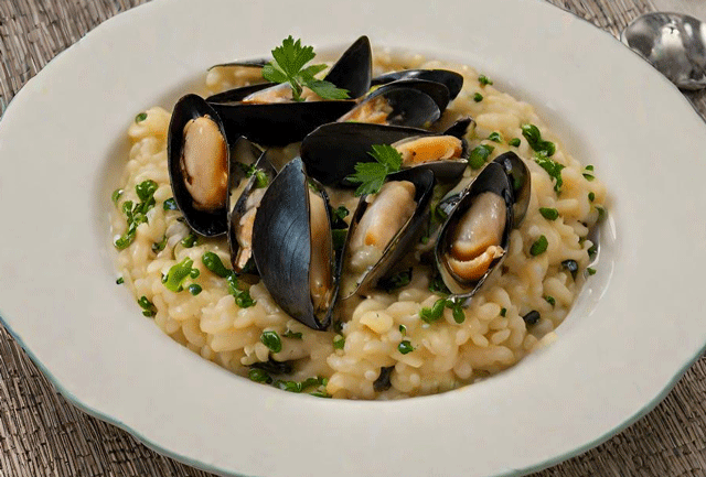 Risotto aux moules et algues