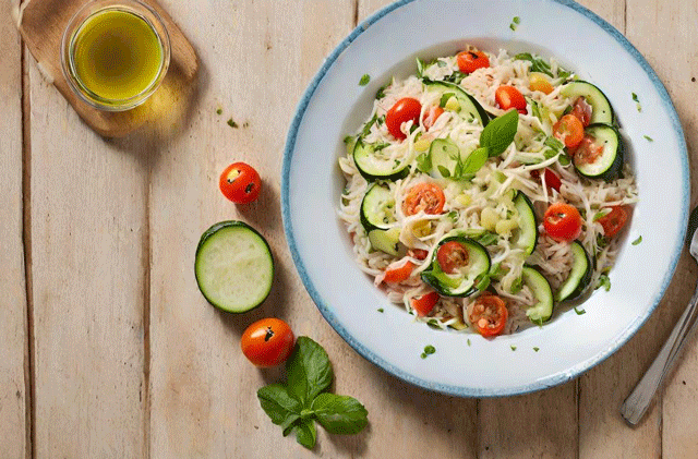 Salade de riz , courgette et thon