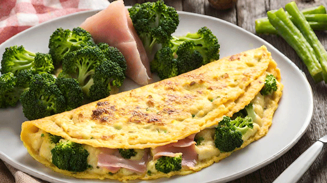 Omelette au Brocoli et au Jambon